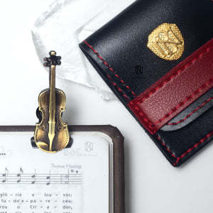 Prendedores de partitura (par) - Modelo Violino - Ouro Envelhecido