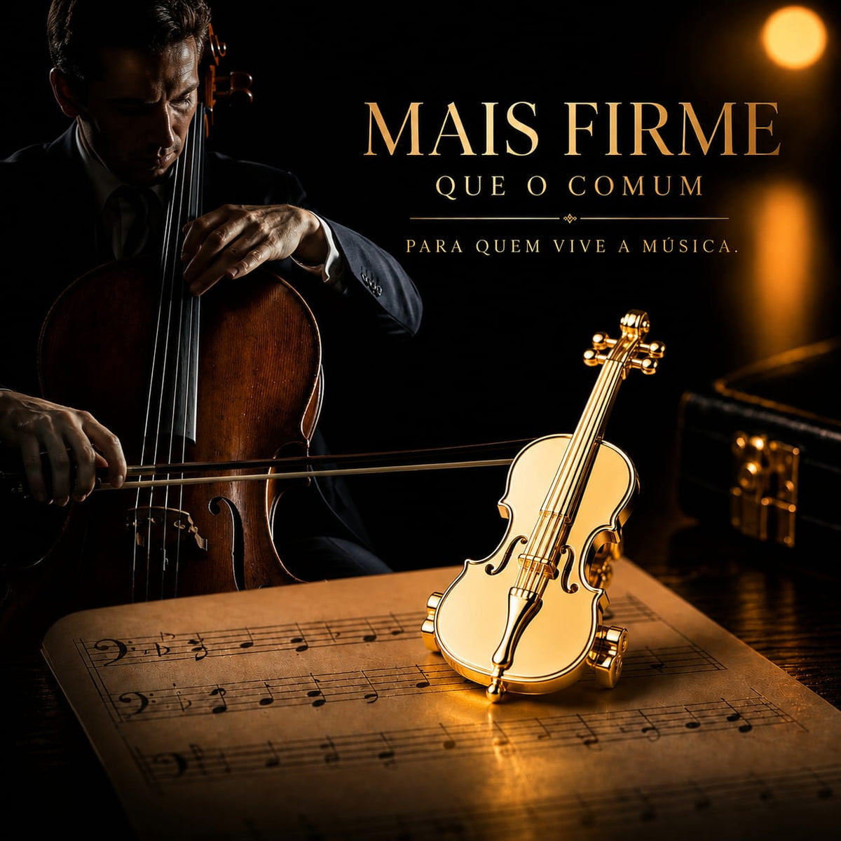Prendedores de Partituras Violoncelo Par - Flash de Ouro