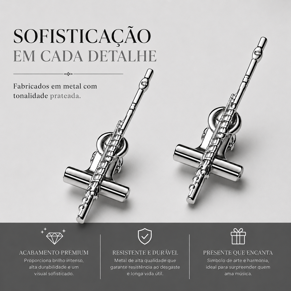 Prendedor de Partituras Flauta Par - Tonalidade Prateada