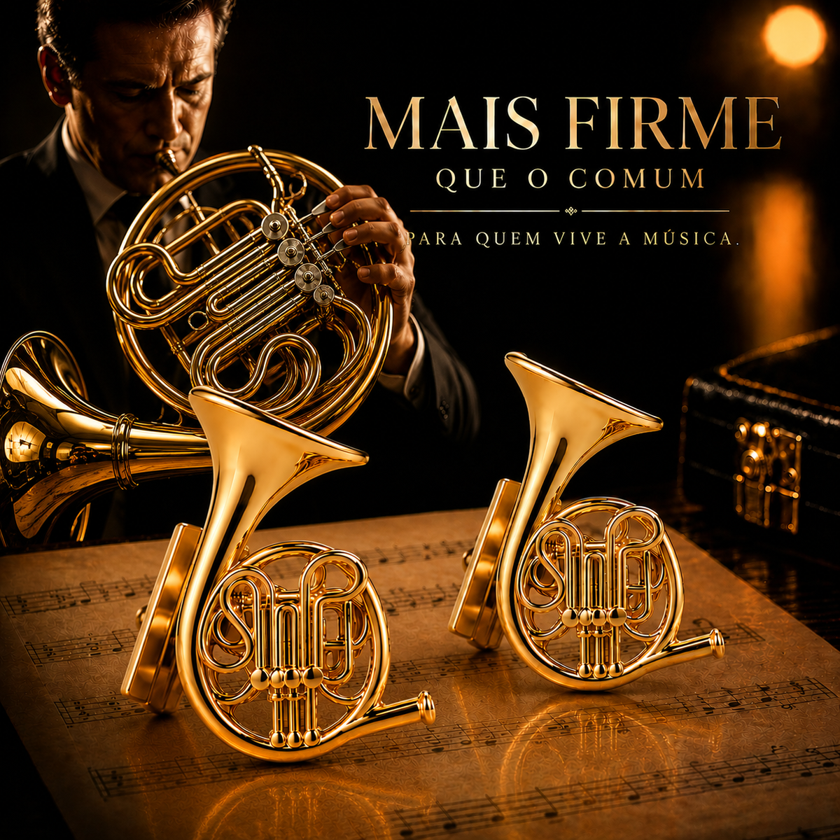Prendedor de Partituras Trompa Par - Flash de Ouro