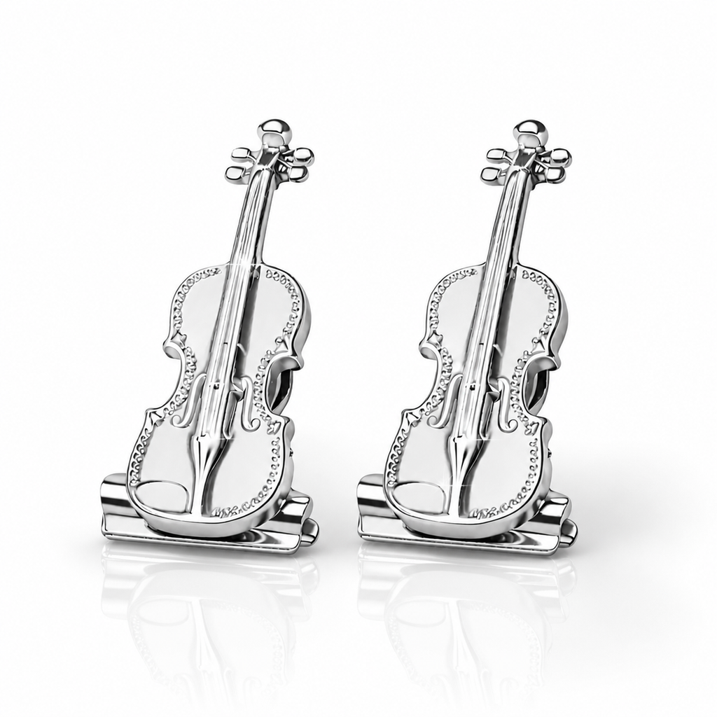 Prendedor de Partituras Violino Par - Tonalidade Prateada
