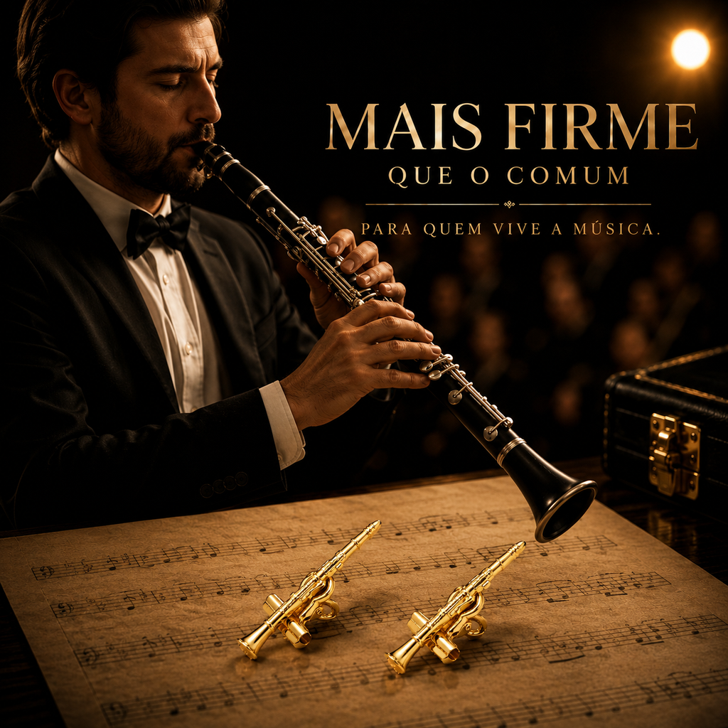Prendedor de Partituras Clarinete o Par - Flash de Ouro