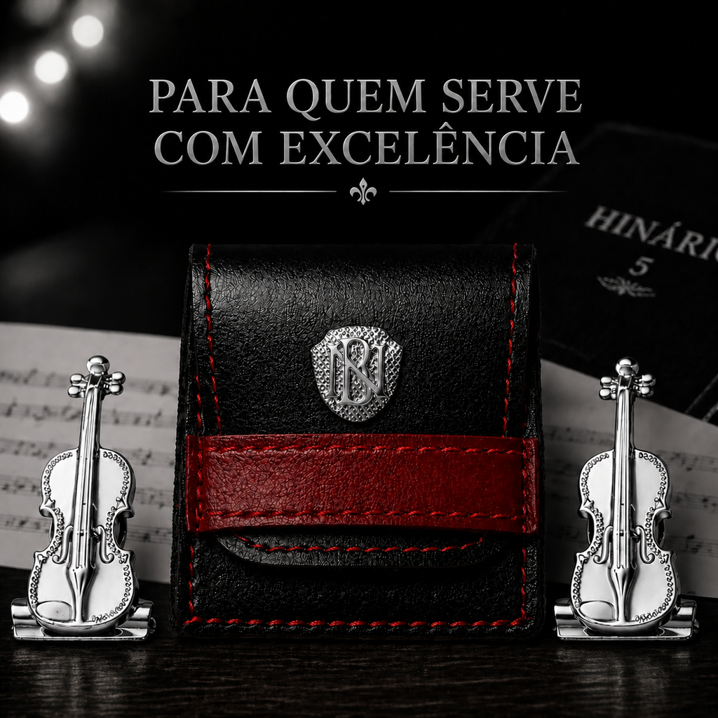 Prendedor de Partituras Violino Par - Tonalidade Prateada
