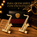 Prendedores de partitura (par) - Modelo Sax Tenor - Flash de ouro