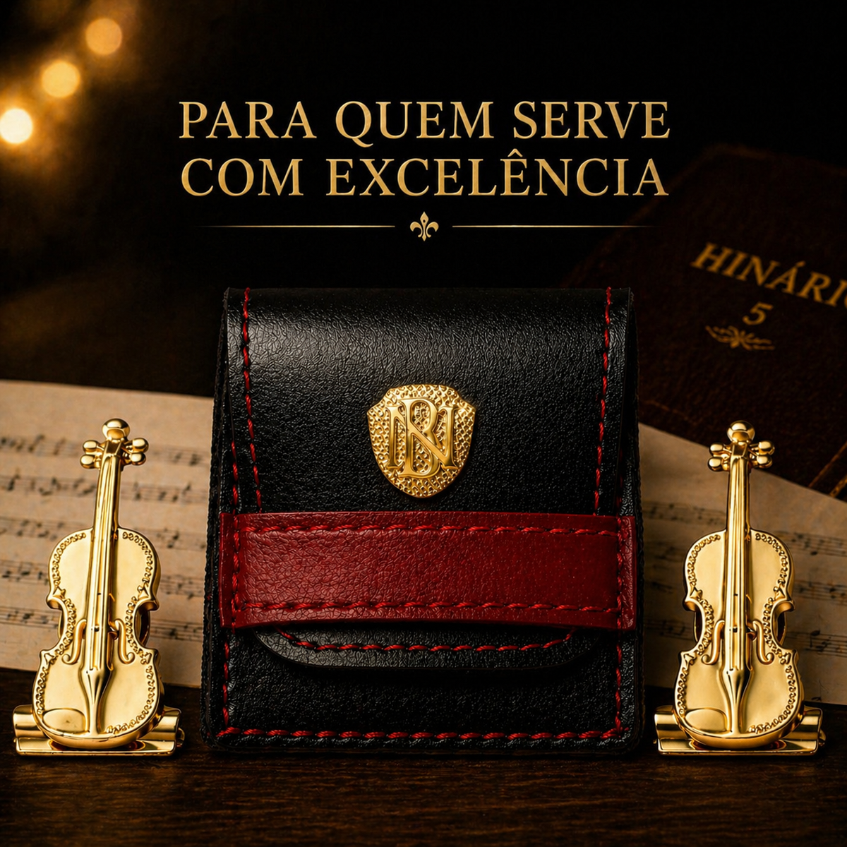 Prendedores Violino Premium (Par) – Elegância em Flash de Ouro