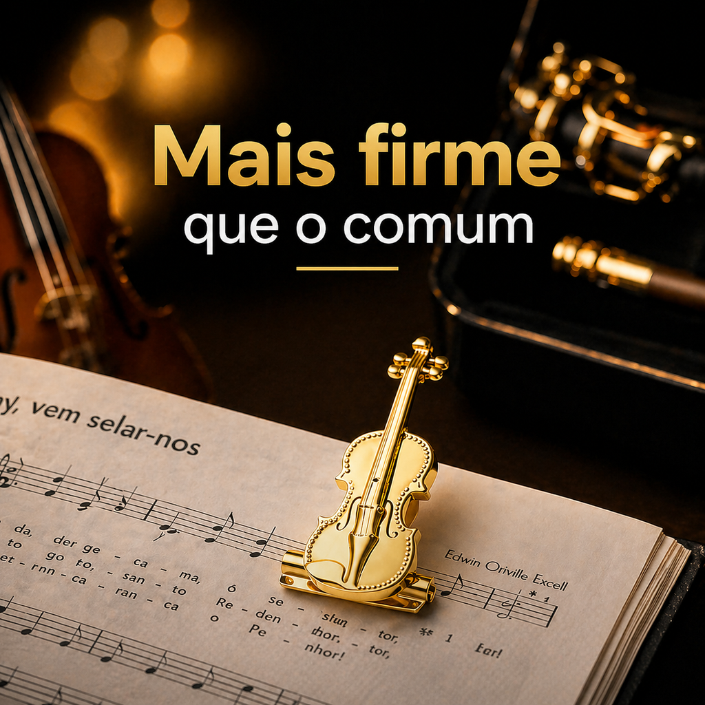Prendedores Violino Premium (Par) – Elegância em Flash de Ouro
