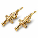 Prendedores de partituras luxo modelo saxofone soprano - O par com flash de ouro